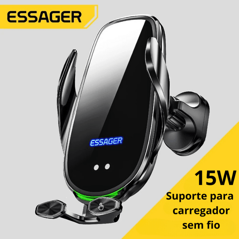 Suporte veicular carregamento sem fio - Essager Qi 15W - Stopnow