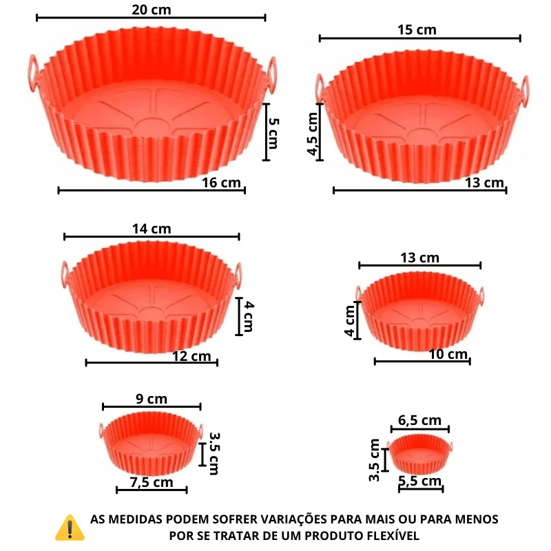 Kit com 6 Formas de silicone - AirFryer - Stopnow