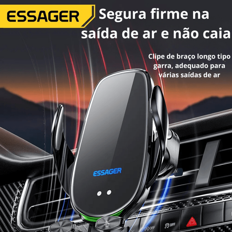 Suporte veicular carregamento sem fio - Essager Qi 15W - Stopnow